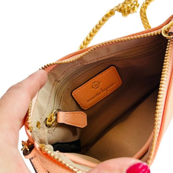 Nanette Lepore Crossbody Pouch To Crossbody Purse Peach Gold Chain - Picture 9 of 14
